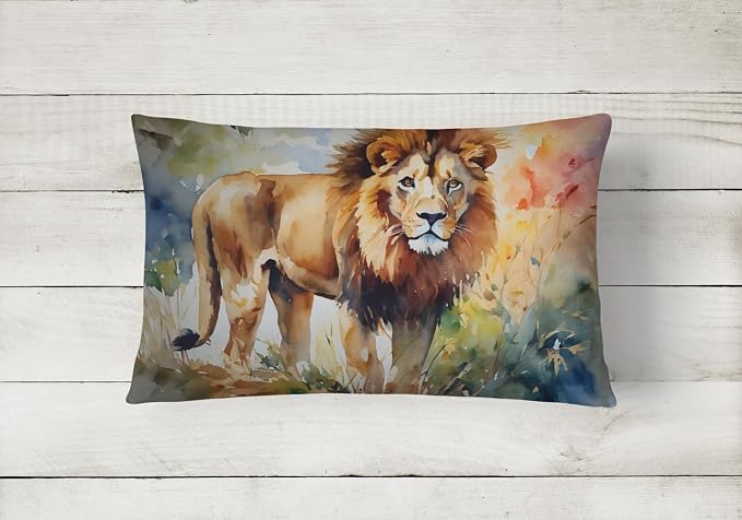 Caroline's Treasures DAC2953PW1216 Lion Throw Pillow Machine Washable, Indoor Outdoor Decorative Pillow for Couch, Bed or Patio, 12HX16W