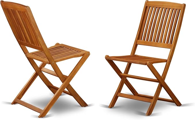East West Furniture DECM9CWNA 9 Piece Patio Dining Set Includes a Rectangle Outdoor Acacia Wood Table and 8 Folding Side Chairs, 40x72 Inch, Natural Oil