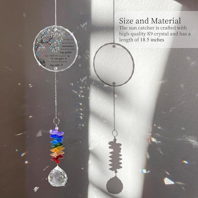 Memorial Suncatcher Ornament Sympathy Gift for Loss of Loved One - Crystal Rainbow Maker - Bereavement Keepsake - Hanging Crystal Decor - Loss of Family Friend Pet