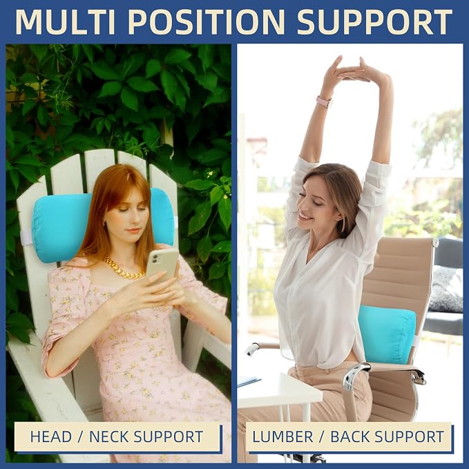 Headrest Pillow for Patio Chaise Lounge, 2 Packs Head Pillow with Elastic Band for Zero Gravity Lounge Chair, Head Neck Rest Pillow Lumbar Pillow, Blue