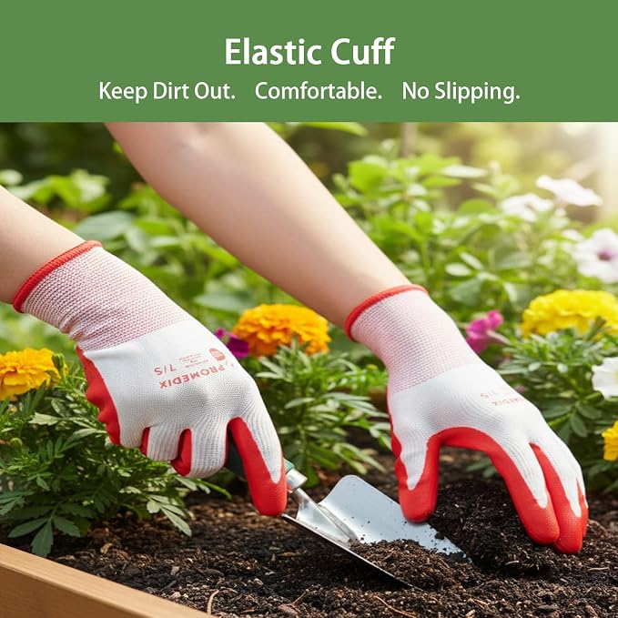 PROMEDIX P 4 Pairs Gardening Gloves for Women & Men, Breathable Nitrile Coated for Yard Working Garden Gloves Washable
