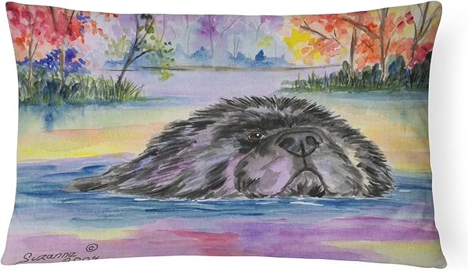 Caroline's Treasures SS8040PW1216 Newfoundland Canvas Fabric Decorative Pillow Machine Washable, Indoor Outdoor Decorative Pillow for Couch, Bed or Patio, 12HX16W