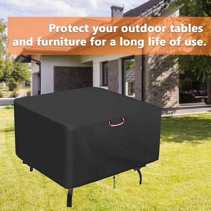 38 x 38 Table Cover, Outdoor Square Patio Table Cover - Heavy Duty Waterproof Furniture Protector for Small Slatted Tabletop, All-Weather Protection - 38" x 38" x 28"