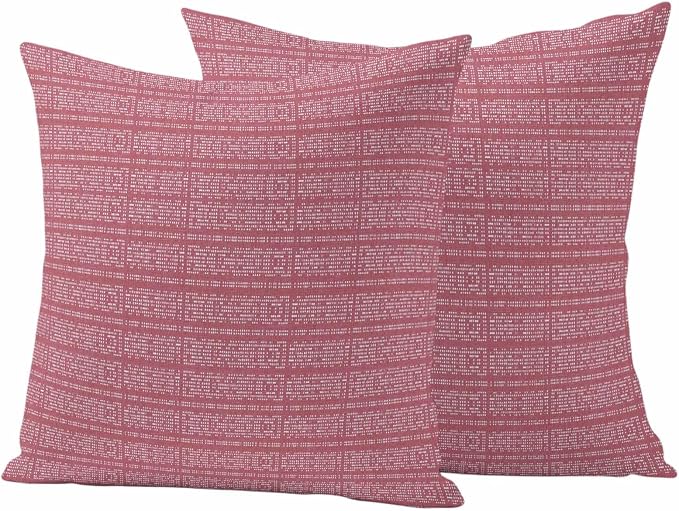 Outdoor Waterproof Throw Pillow Covers Set of 2 Pink Stripes Grain Pillowcases 24x24 Inches Solid Color Decorative Pillows Cushion Case Patio Pillows for Couch Bed Chair Garden