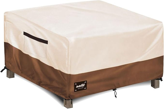 JinHrtoyi Patio Square Table Cover,40Wx40Dx23H Inches 100% Waterproof Heavy Duty Outdoor Coffee Table Cover,Beige&Brown Modern Style Outdoor Furniture Covers