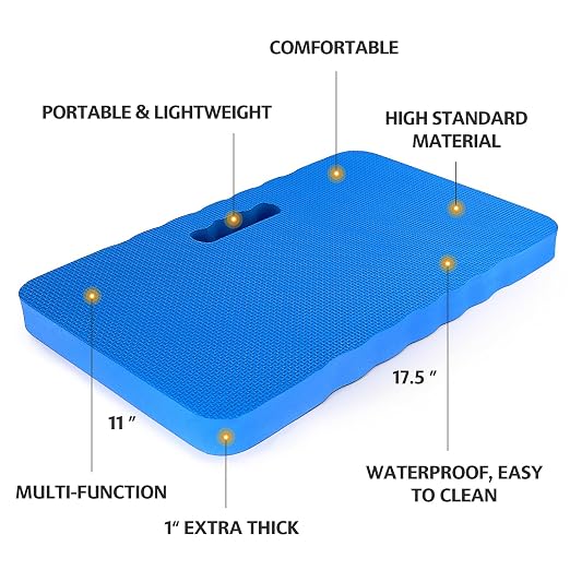 HOOPLE 2 Pack Extra Thick Kneeling Pad, Large Foam Kneeling Cushion for Gardening, Bathing, Exercise, Yoga & Garage Work, Waterproof Comfort Knee Mat, Durable Outdoor Garden Kneeler 17.5 x 11 x 1 Inch