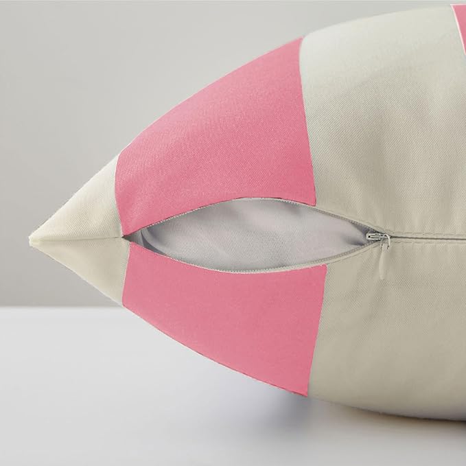 Allorry Lumbar Pillow Cover 12x20 Pink Striped Decoration Throw Pillow Covers for Spring Summer Outdoor Waterproof Garden Patio Furniture Sofa Bed Home Decor JB016-F12
