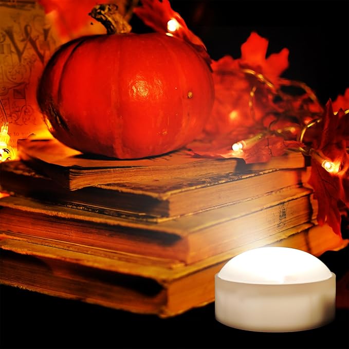 6 PCS Halloween Pumpkin Lights with Remote and Timer Battery Operated LED Bright Flickering Flameless Candle Set Bulk for Jack-O-Lantern Décor Halloween Party Home Spooky Decorations, White Color