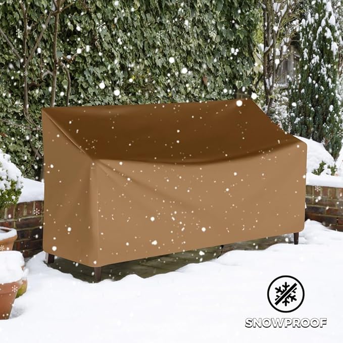 Outdoor Bench Cover, Waterproof Outdoor Patio Furniture Cover for 4-Seater Bench, Durable Oxford Cloth Garden Sofa Chair Cover, 75" L x 26" W x 35" H (Khaki, 53" L x 26" W x 35" H)