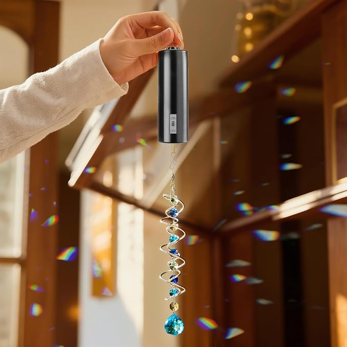 Black Battery Motor Wind Spinner Rotatable Hook Patio Garden Decor | Rotating Wind Spinner with Hook Battery Operated Multi Purpose for Garden Patio Yard Hanging Decor (Not Included Battery)
