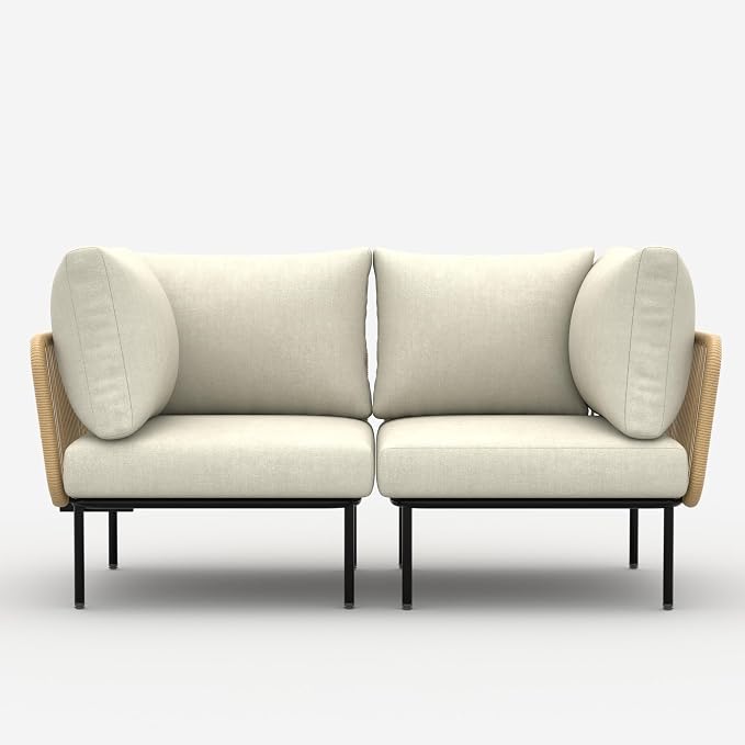 LayinSun 2 Pieces Aluminum Patio Furniture Set, Modern Modular Sectional Corner Chairs and Upgrade Thickness Cushion