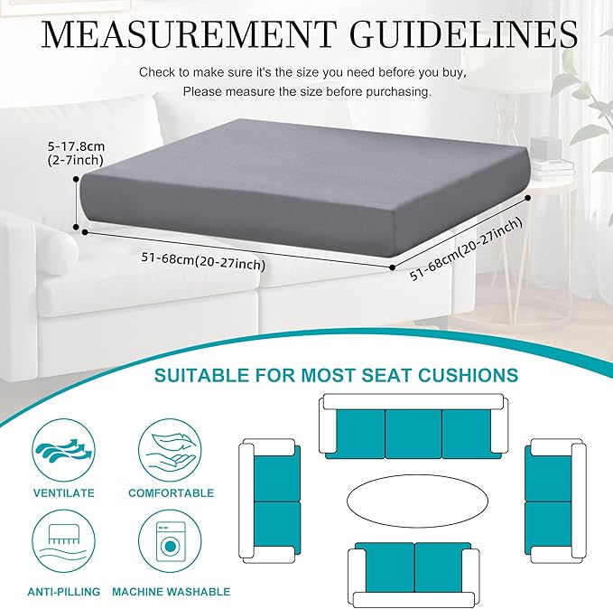 BIETYONE 14Pcs Stretch Patio Cushion Covers,Outdoor Couch Covers Replacement,Outdoor Couch & Sofa Slipcovers,for Patio Furniture Cushion Covers,Washable Reusable Furniture Protector(Grey,Cover Only)
