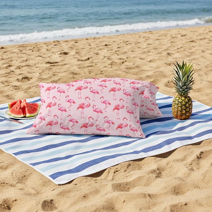 Pink Flamingo Outdoor Pillow Covers 20x12 Inch Lumbar Pillow Covers Set of 2 Waterproof Decorative Throw Pillow Cases Summer Animals Cushion Covers for Patio Furniture Garden Couch Sofa