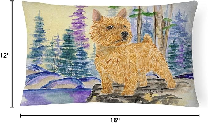 Caroline's Treasures SS8011PW1216 Norwich Terrier Canvas Fabric Decorative Pillow Machine Washable, Indoor Outdoor Decorative Pillow for Couch, Bed or Patio, 12HX16W