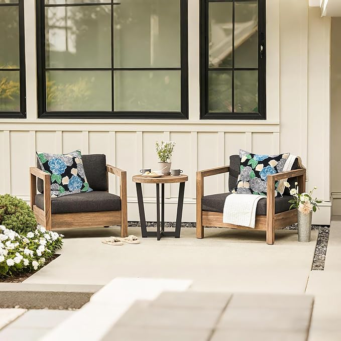 LVTXIII Outdoor Throw Pillows 20x20 Patio Waterproof Square Pillows with Piping Fade Resistant Accent Pillow for Spring Summer Garden Decoration, Set of 2, Peony Garden