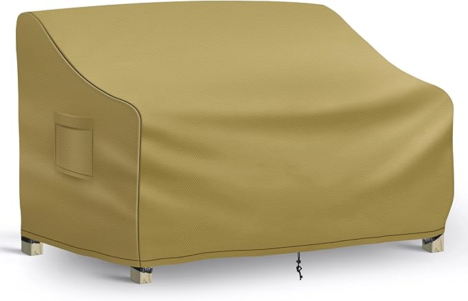 Richwon Outdoor Couch Cover Waterproof, 3-Seater Outdoor Sofa Cover, Patio Furniture Covers with Air Vent and Handles, 70W x 38D x 31H Inches, Khaki