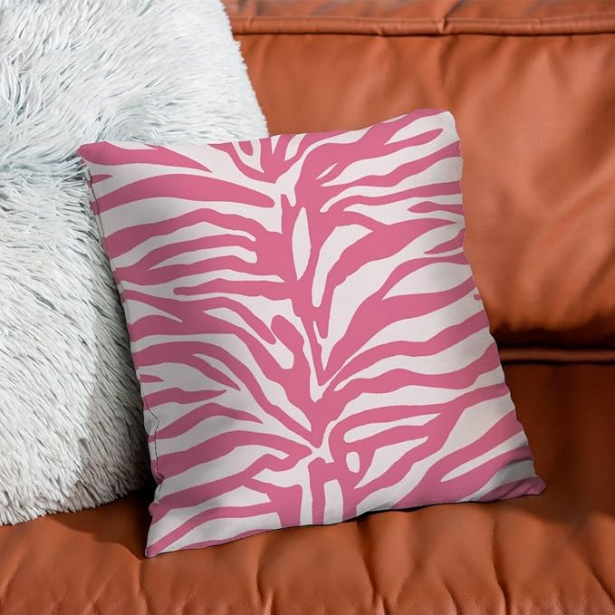 Throw Pillow Covers Tiger Print Pink Light Pink Pillow Covers Retro Animal Tiger Print Pillow Cover Accent Farmhouse Decor Pillow for Sofa Bed Chair Car 24x24 in