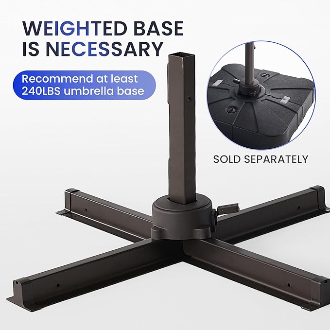 9 X 12 FT Cantilever Patio Umbrella with Led Lights Outdoor Heavy Duty Double Top Rectangle Offset Umbrellas with 360-degree Rotation for Pool Deck Backyard, Foggy Grey