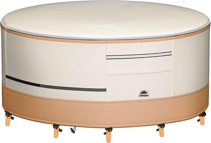 Round Patio Furniture Covers 800D Ripstop 100% Waterproof Patio Table Chair Set Covers Durable UV Resistant Fabric for Outdoor Furniture Set, 84"DIA x 28"H