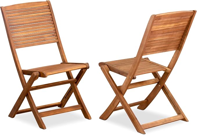 East West Furniture DEFM5CWNA 5 Piece Outdoor Patio Dining Sets Includes a Rectangle Acacia Wood Table and 4 Folding Side Chairs, 40x72 Inch, Natural Oil