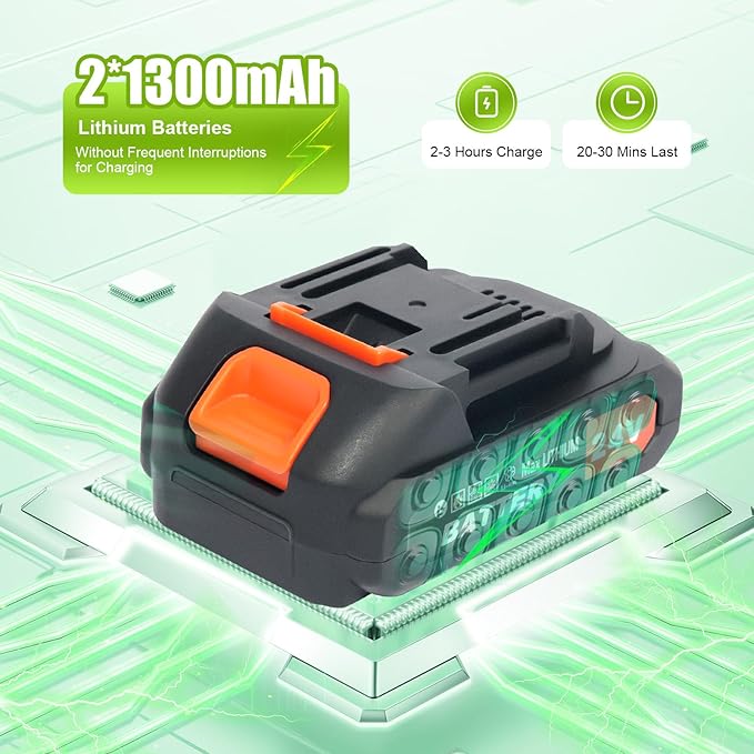 Cordless Grass Trimmer Electric Weed Wacker Cordless with D-Shaped Handle and Auxiliary Wheels (2 x 24V 1.3Ah Batteries & Charger) Adjustable Telescopic Rod for Garden Maintenance