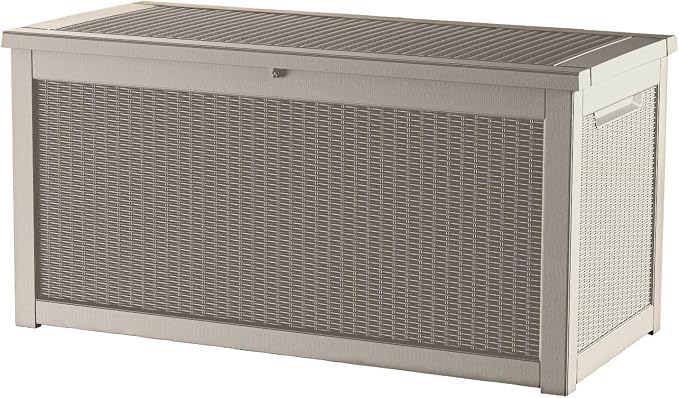 Resin Deck Box, Lockable Patio Outdoor Storage Box for Furniture, Garden Tools and Tools Storage, Waterproof Outside Storage Boxes (Grey, 260 Gallon)