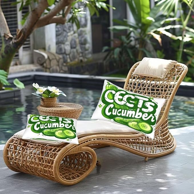 Outdoor Pillows Waterproof Set of 2 Outdoor Pillow Covers 16x24 Inch, Green Throw Pillows Alphabet Pillow Covers, Garden Decorative Pillows Outdoor Pillows for Patio Furniture Car Home Decor -hs258