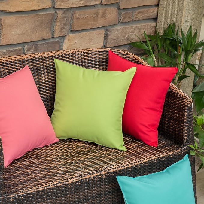 MIULEE Decorative Outdoor Waterproof Pillow Covers 12x20 Red | Decorative Patio Furniture,Pack of 2,Accent Lumbar Soild Throw Pillow Covers,Summer Garden Tent Couch Sofa