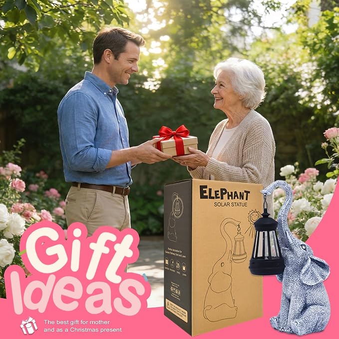 Goodeco Elephant Statue for Garden Decor with Gift Appeal - Ideal Gifts for Women, Mom or Birthdays, Beautifully Crafted Outdoor & Home Decor to Wow Your Guests (11" Elephant)