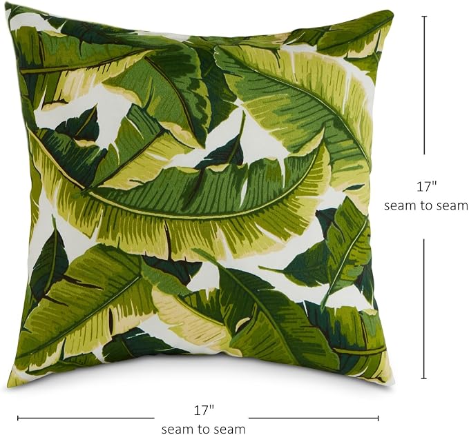Greendale Home Fashions Outdoor 17-inch Square Decorative Throw Pillow, 2-Pack, Tropical White