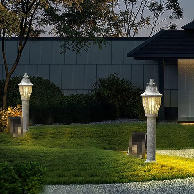 Outdoor Waterproof Lawn Lights E27 1-Light Home Yard Lamps External Floor Mount Path Lights Modern Outside Garden Deck Porch Pathway Driveway Lighting Fixture H30.73in,Chandelier Lighting