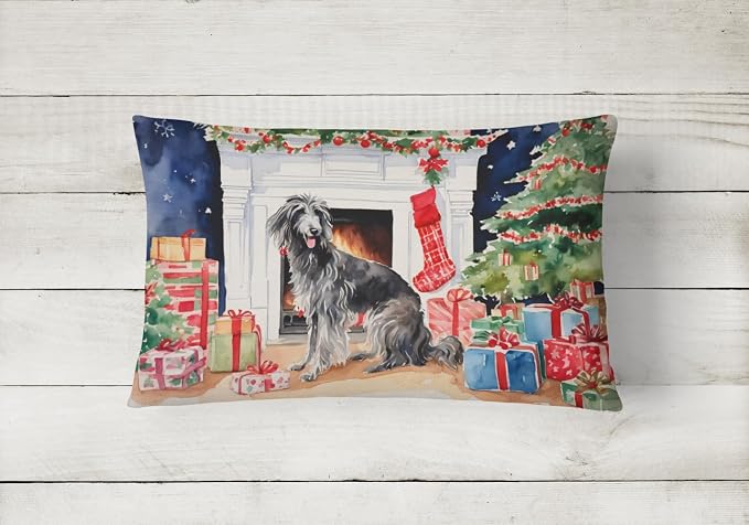 Caroline's Treasures DAC2742PW1216 Scottish Deerhound Cozy Christmas Throw Pillow Machine Washable, Indoor Outdoor Decorative Pillow for Couch, Bed or Patio, 12HX16W