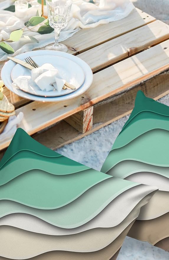Outdoor Waterproof Pillow Covers for Patio Furniture Green Modern Geometric Decorative Throw Pillow Cover Brown Ombre Abstract Pillowcases Set of 2 Cushion Case for Sofa Couch 16 x 16 Inches