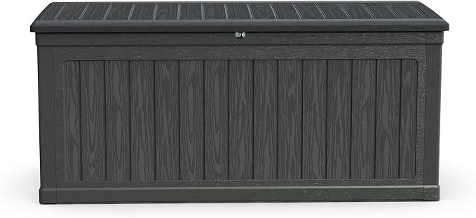 260-Gallon XXL Waterproof Outdoor Deck Storage Box - Heavy-Duty, Lockable, Dual-Wall Resin for Patio Furniture, Cushions, Garden Tools & Pool Equipment (Doubles as Bench/Table, 440lbs Capacity)