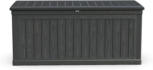 230 Gallon Deck Box, Large Outdoor Resin Storage Box, Waterproof&UV-Resistant storage box, for Patio Furniture, Garden & Pool Tools, Patio Cushion, Black