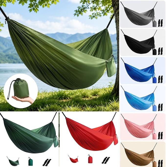 Camping Hammock Lightweight, Portable Hammocks Parachute Hammock with Two Tree Straps,Portable Hammocks with Tree Straps & Attached Carry Bag, Perfect for Outside Indoor Hiking Beach Backpack Travel