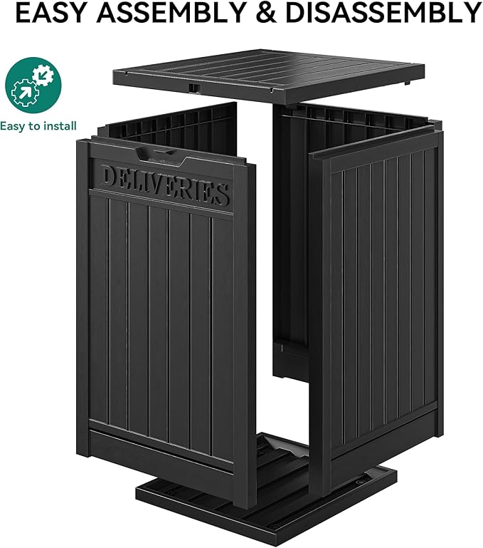 YITAHOME Resin Package Delivery Box 51 Gallon, Secure Lockable Resin Package Delivery Container, Deck Box for Porch & Curbside, Black