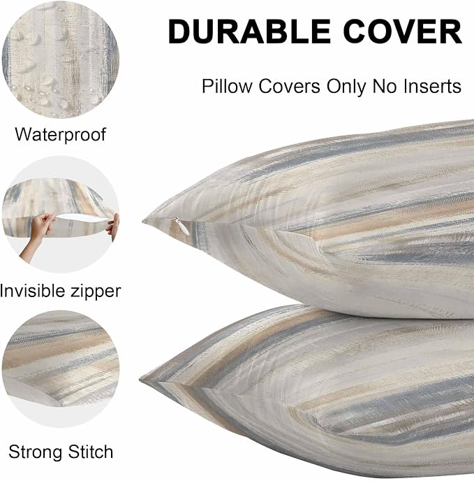 Abstract Retro Mottled Texture Outdoor Pillow Covers 16x16in Pack of 2 Waterproof Pillowcase Vintage Distress Style Decorative Throw Cushion Case for Patio Couch Sofa