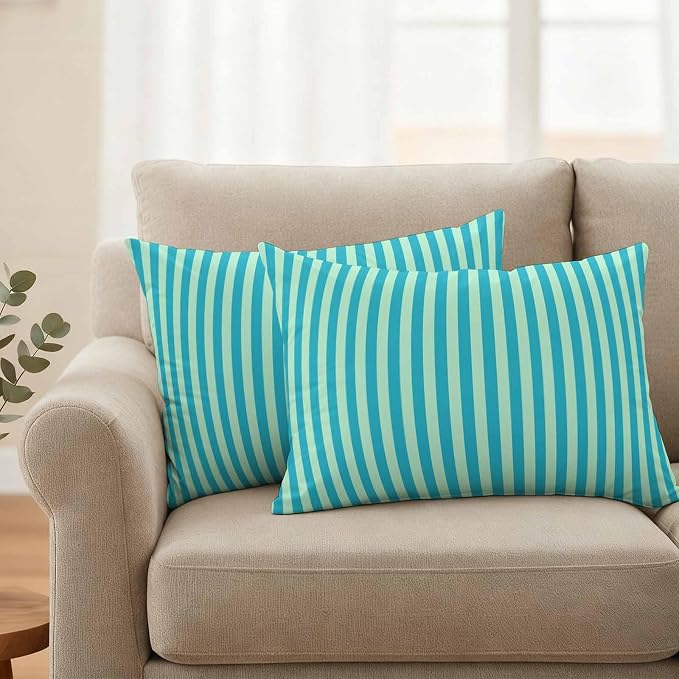 Lumbar Pillow Covers 20x12 Inch Set of 2, Modern Striped Waterproof Outdoor Cushion Covers, Geometric Abstract Minimalist Decorative Pillowcases for Couch, Sofa, Bed, Garden, Patio