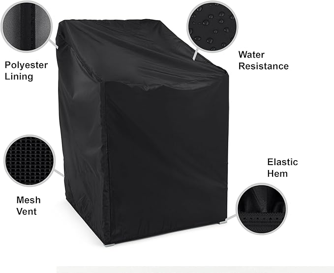Covermates Classic Outdoor Chair Cover – Heavy-Duty 12-Gauge Vinyl Patio Chair Protector, Weather-Resistant, Elastic Hem, Fits Most Garden & Deck Chairs, 30W x 26D x 33H - Set of 2