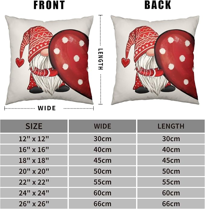 Valentines Day Throw Pillow Covers 24x24 Red Polka Dots Love Heart Pillow Covers Set of 2 Valentine Gnomes Cushion Cases for Bedroom Sofa Holiday Festivals Home Decor