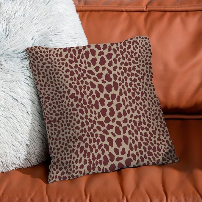 Brown Cheetah Leopard Print Outdoor Cushion Cases African Animal Stripe Throw Pillow Cover Accent Waterproof Pillows for Patio Furniture Garden 22x22 in