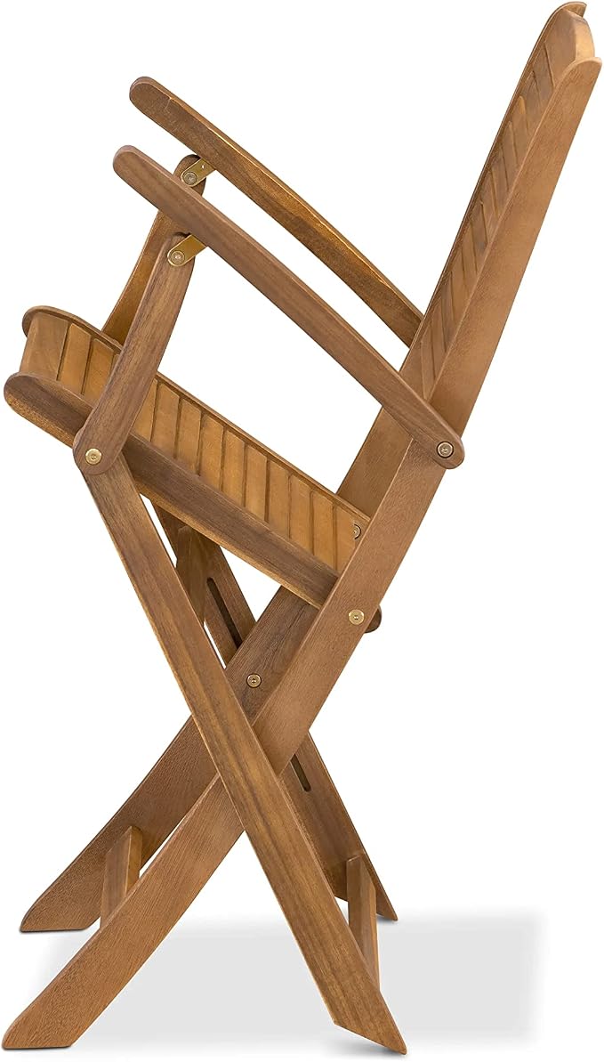 East West Furniture AEHD5CANA 5 Piece Patio Dining Set Consist of a Rectangle Outdoor Acacia Wood Dining Table and 4 Folding Arm Chairs, 36x60 Inch, Natural Oil
