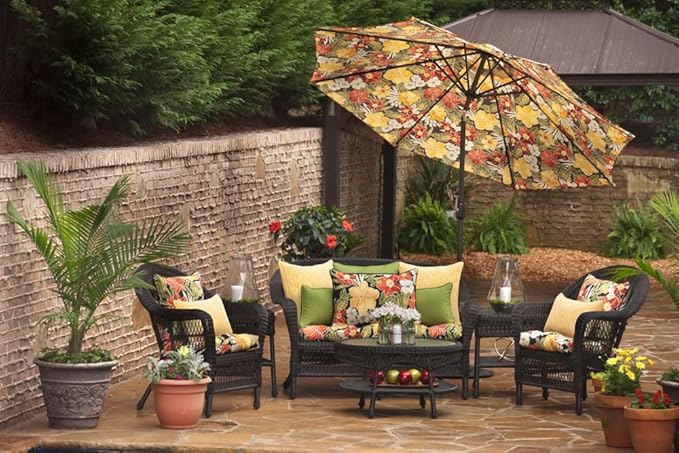 Pillow Perfect Tropic Floral Indoor/Outdoor Accent Throw Pillow, Plush Fill, Weather, and Fade Resistant, Lumbar - 11.5" x 18.5" , Black/Green Clemens, 2 Count