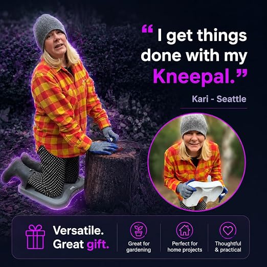 KNEEPAL. Engineered to Outperform Conventional Memory Foam Kneeling Pads. Beloved by gardeners, DIY'ers, bath-time Mommies, fitness peeps and yoga buffs
