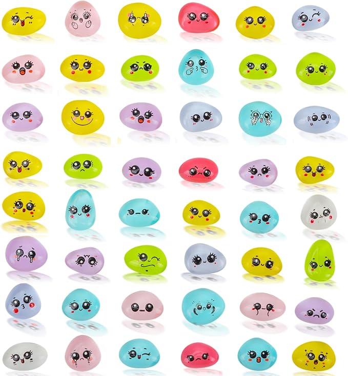 48 Pcs Mini Resin Expression Stones for Adult, Mini Trinkets, Figurines | Funny Meme Faces Figures for Desk Decor, Versatile for Miniature Landscapes, Potted Plants & DIY Crafts, Cute Party Favors