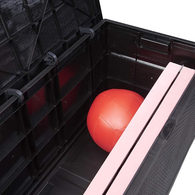Deck Box, 120-Gallon Patio Outdoor Plastic Storage 47.2" L x 24.01" W x 24.80" H Waterproof Black
