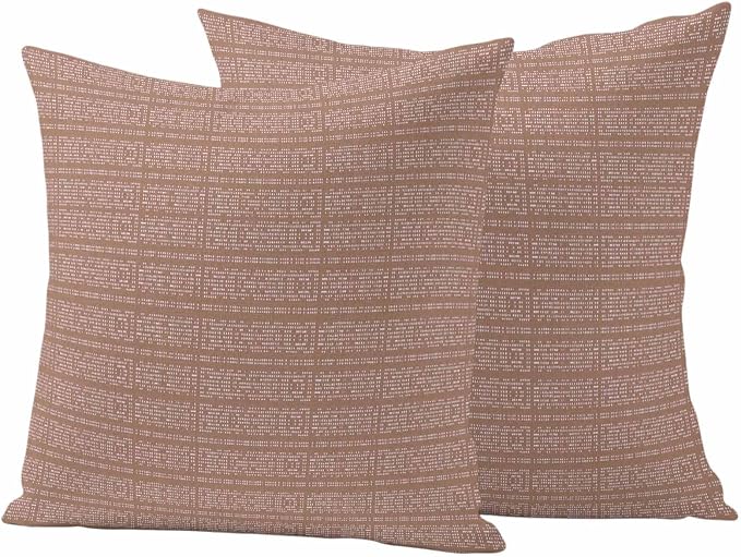 Outdoor Waterproof Throw Pillow Covers Set of 2 Brown Stripes Grain Pillowcases 16x16 Inches Solid Color Decorative Pillows Cushion Case Patio Pillows for Couch Bed Chair Garden