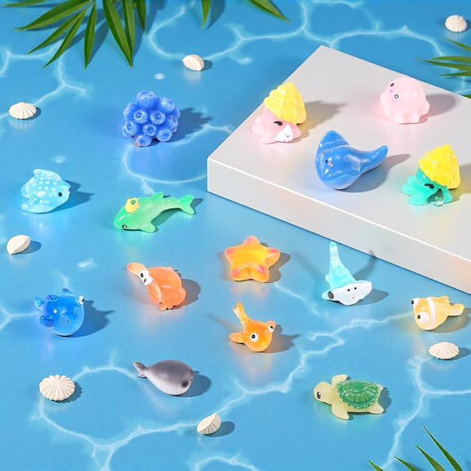 50 Pcs Mini Ocean Resin Animals Figures 50 Styles for Aquarium Decorations | Tiny Sea Animal to Hide Little Animals Figures for Fish Tank Ornaments Fairy Garden Miniature Landscape Dollhouse Accessories