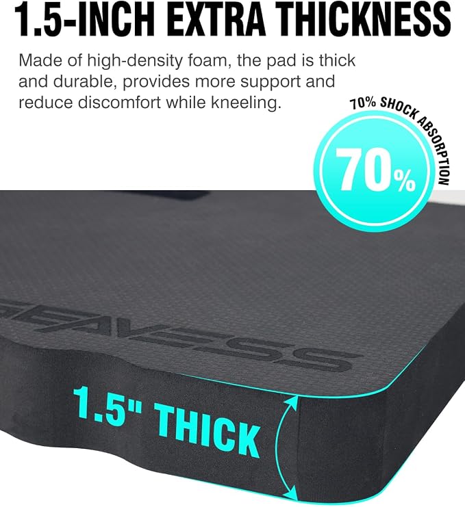 1.5" Extra Thick Kneeling Pad, Foam Knee Pad Cushion, 17.5"x11" | for Gardening, Work, Repairing, Garage, Carry Handle, Durable Supportive, Waterproof, Oil Dirt Resistant, Non-slip
